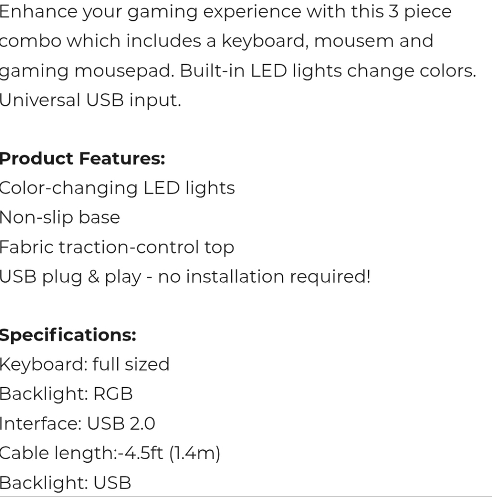 RGB Backlit Gaming Combo - Picture 3 of 5